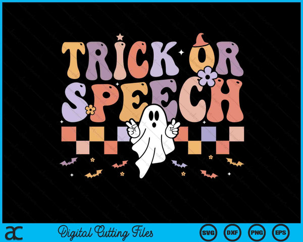 Retro Trick Or Speech Halloween Speech Therapy Slp Halloween SVG PNG Digital Cutting Files