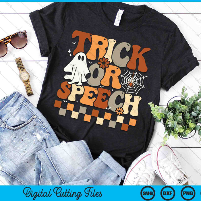 Retro Trick Or Speech Halloween Speech Therapy Slp Halloween SVG PNG Digital Printable Files