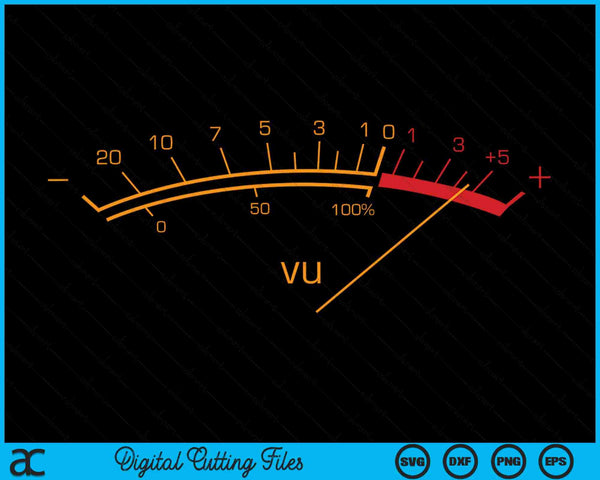 Retro VU Meter Hi-Fi Vintage Stereo Music Lover SVG PNG Digital Cutting Files