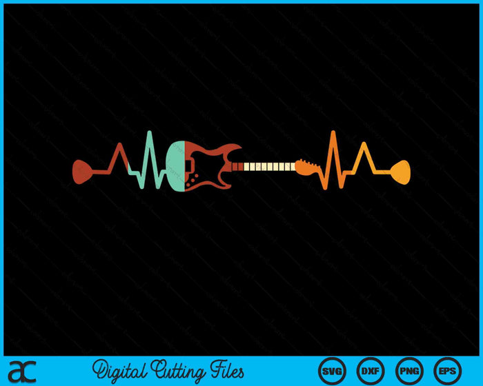 Retro Vinatge Heartbeat Guitar SVG PNG Digital Printable Files