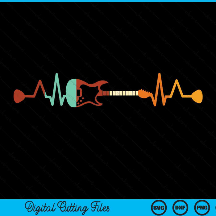 Retro vinatge heartbeat guitar SVG cut file