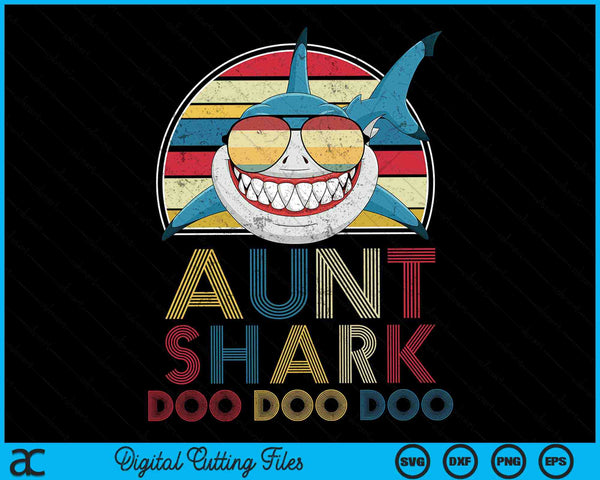 Retro Vintage Aunt Sharks SVG PNG Digital Cutting Files