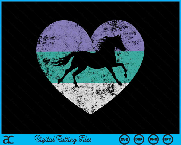 Retro Vintage schattig paard en hart SVG PNG digitale snijbestanden