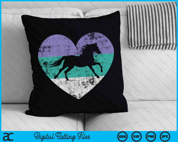 Retro Vintage schattig paard en hart SVG PNG digitale snijbestanden
