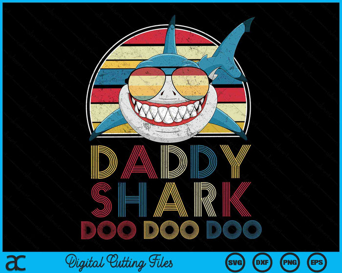 Retro Vintage Daddy Sharks SVG PNG Digital Cutting Files