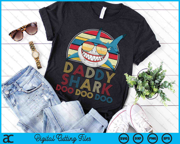 Retro Vintage Daddy Sharks SVG PNG Digital Cutting Files