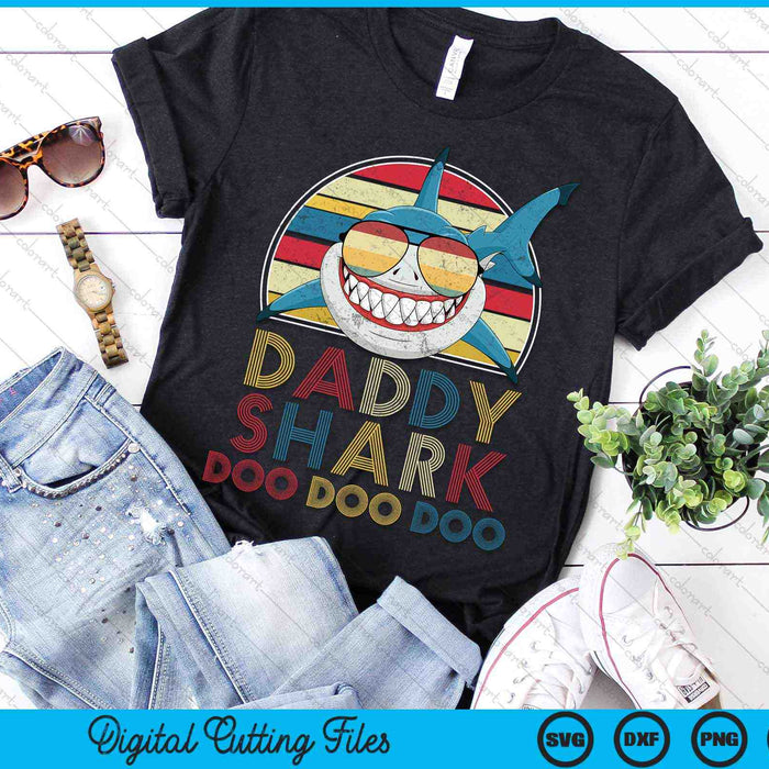 Retro Vintage Daddy Sharks SVG PNG Digital Cutting Files