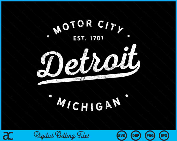 Retro Vintage Detroit Michigan Motor City SVG PNG Digital Cutting Files