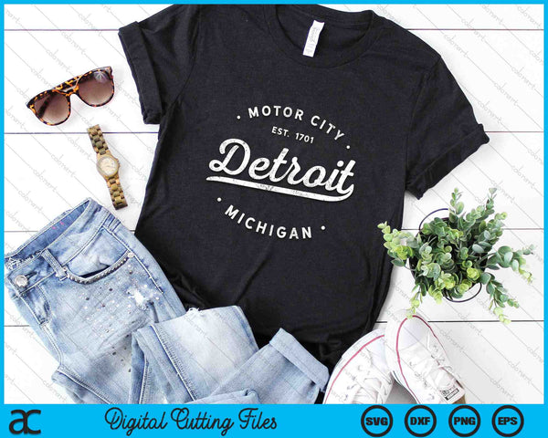 Retro Vintage Detroit Michigan Motor City SVG PNG Digital Cutting Files