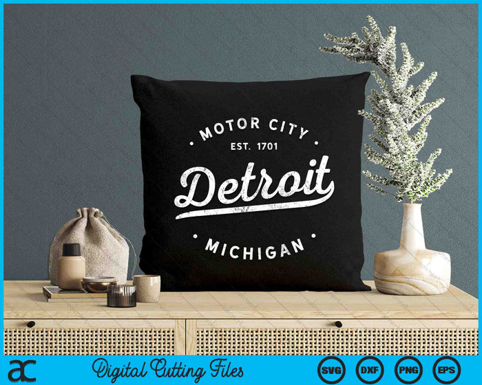 Retro Vintage Detroit Michigan Motor City SVG PNG Digital Cutting Files