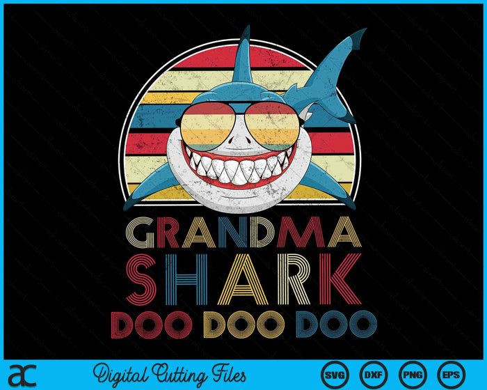 Retro Vintage Grandma Sharks SVG PNG Digital Cutting Files