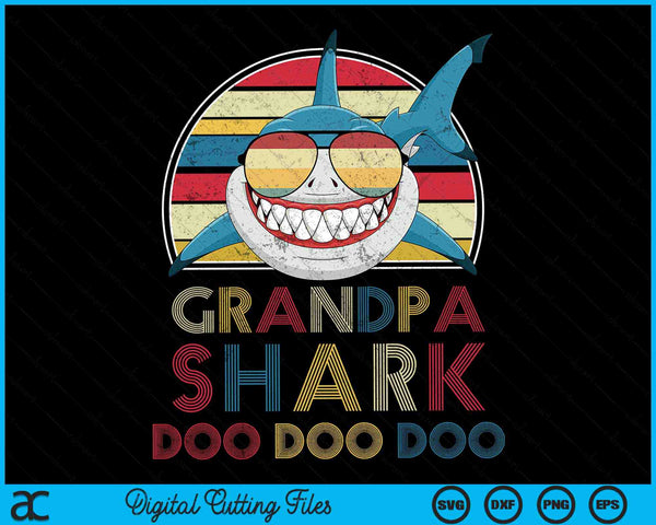 Retro Vintage Grandpa Sharks SVG PNG Digital Cutting Files