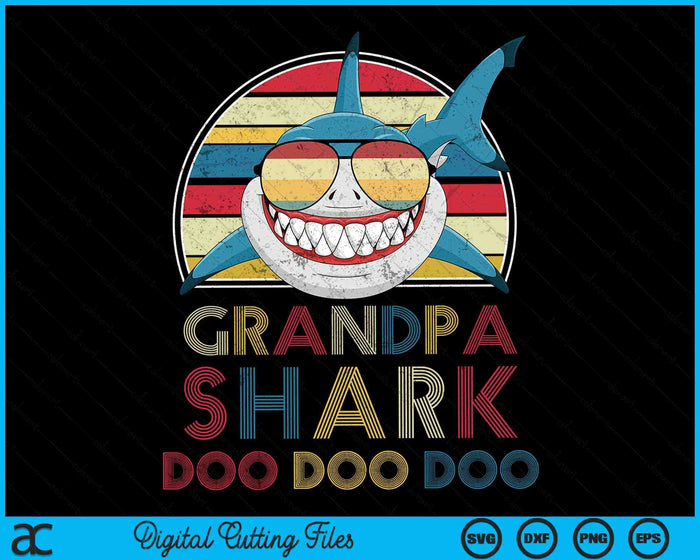 Retro Vintage Grandpa Sharks SVG PNG Digital Cutting Files