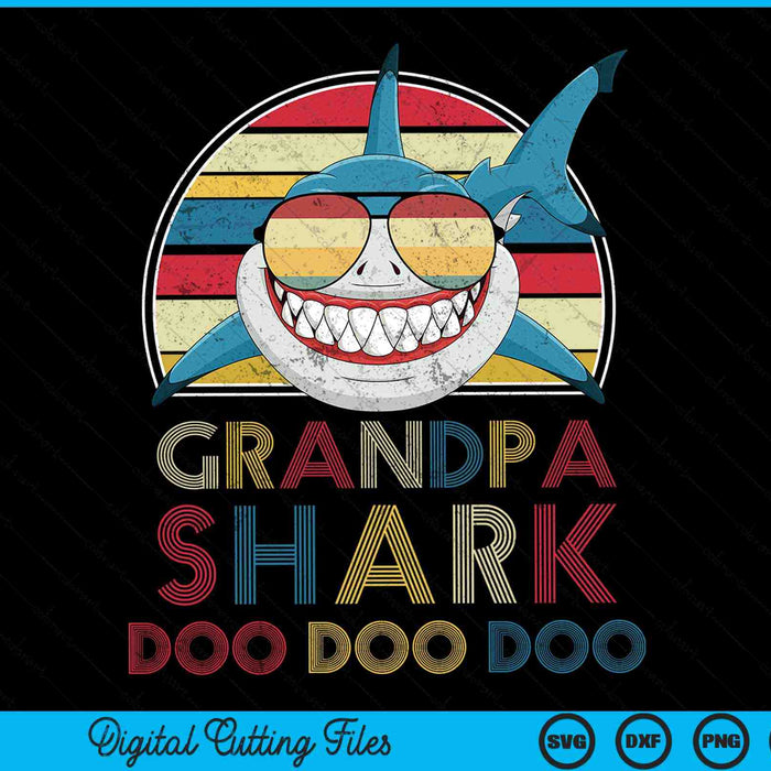 Retro Vintage Grandpa Sharks SVG PNG Digital Cutting Files