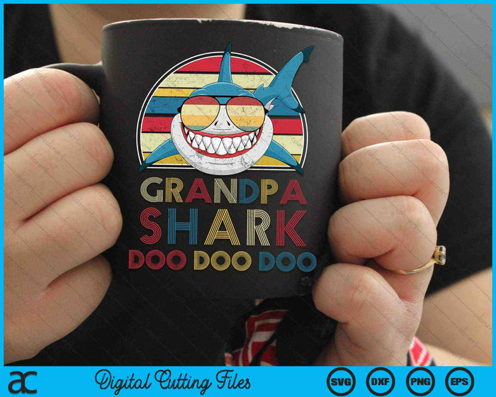 Retro Vintage Grandpa Sharks SVG PNG Digital Cutting Files