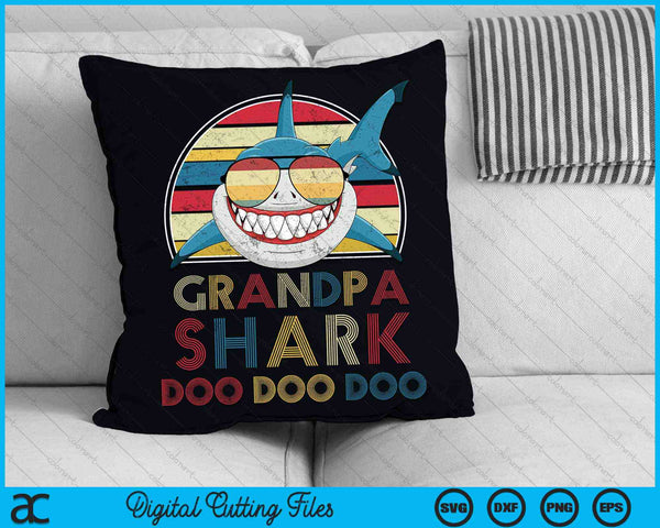 Retro Vintage Grandpa Sharks SVG PNG Digital Cutting Files