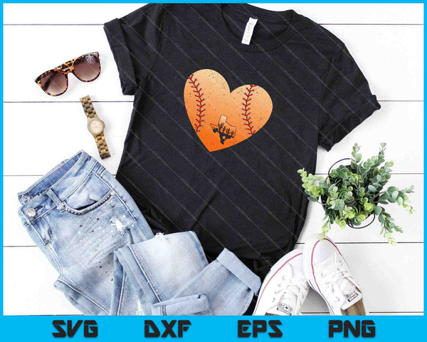 Retro Vintage Houston Texas Baseball Heart With Map SVG PNG Cutting Printable Files - on a t-shirt