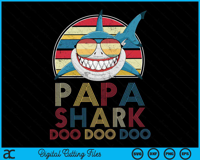 Retro Vintage Papa Sharks SVG PNG Digital Cutting Files