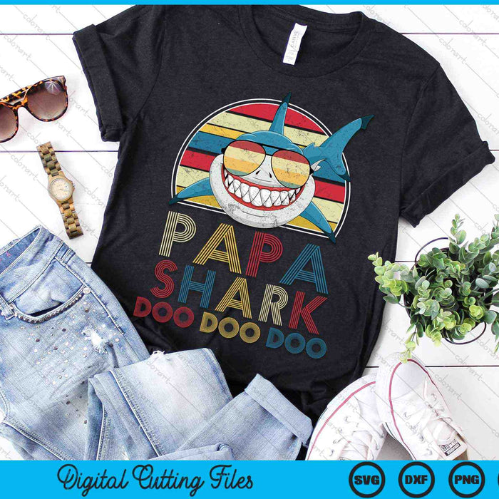 Retro Vintage Papa Sharks SVG PNG Digital Cutting Files
