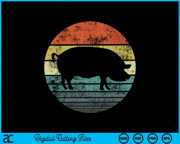 Retro Vintage Pig Funny Farm Animals SVG PNG Digital Cutting Files