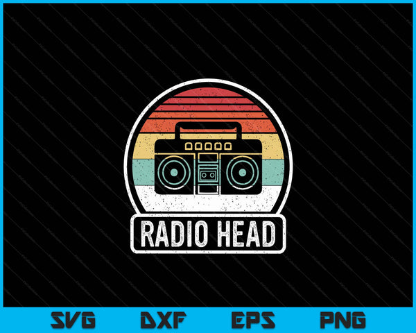 Retro Vintage Radio hoofd SVG PNG digitale afdrukbare bestanden