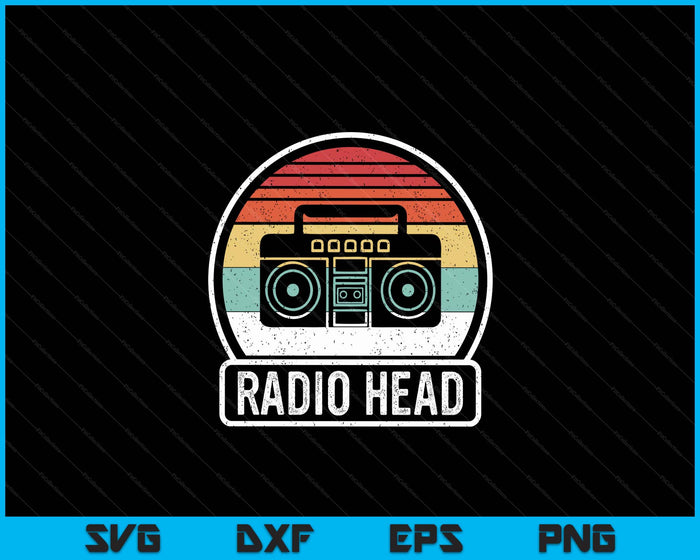 Retro Vintage Radio hoofd SVG PNG digitale afdrukbare bestanden