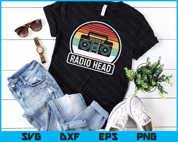 Retro Vintage Radio hoofd SVG PNG digitale afdrukbare bestanden