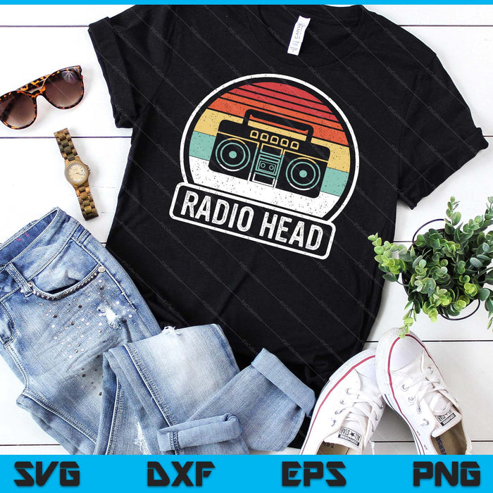 Retro Vintage Radio hoofd SVG PNG digitale afdrukbare bestanden