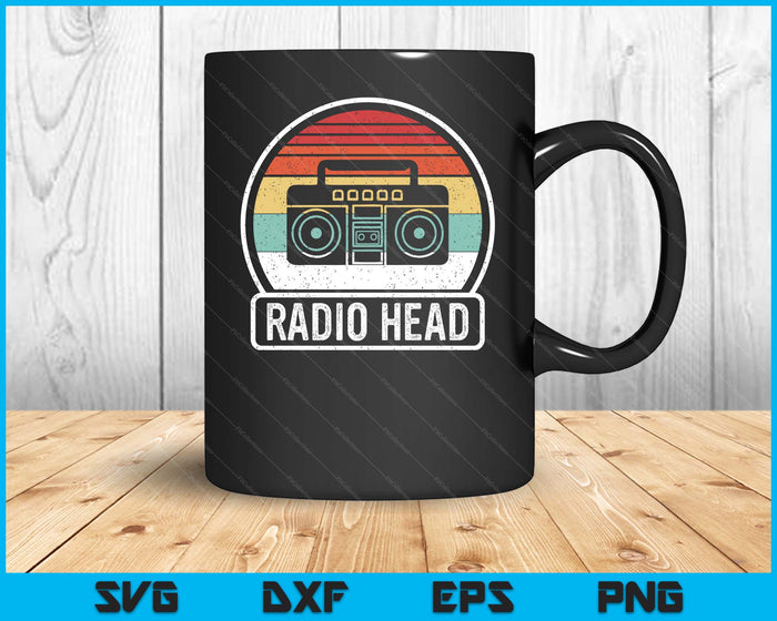 Retro Vintage Radio hoofd SVG PNG digitale afdrukbare bestanden