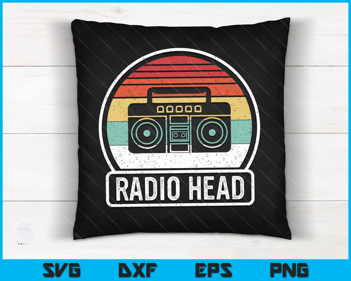 Retro Vintage Radio hoofd SVG PNG digitale afdrukbare bestanden