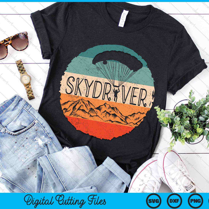 Retro Vintage Skydiver Skydiving Parachuting SVG PNG Digital Cutting Files