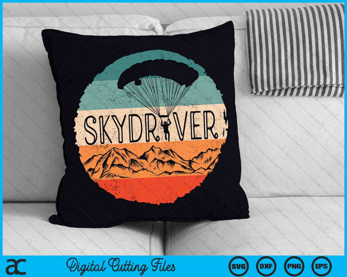 Retro Vintage Skydiver Skydiving Parachuting SVG PNG Digital Cutting Files