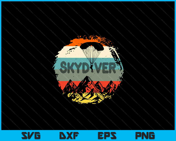 Retro Vintage Skydiver Skydiving Parachuting Skydive Gift SVG PNG Digital Cutting Files