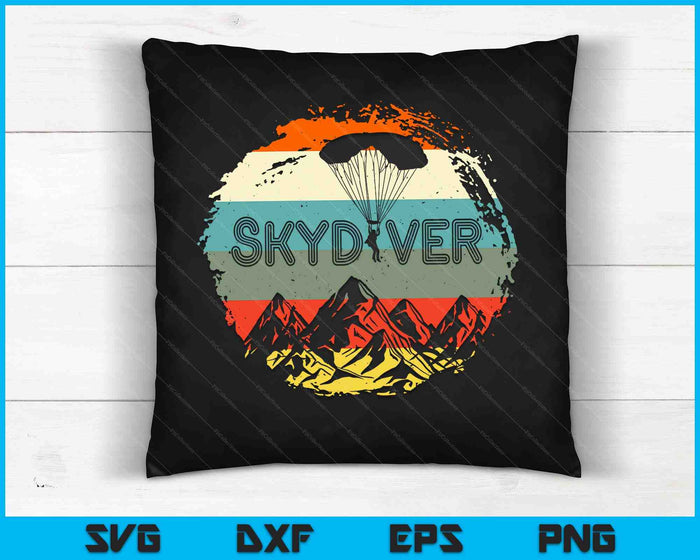 Retro Vintage Skydiver Skydiving Parachuting Skydive Gift SVG PNG Digital Cutting Files