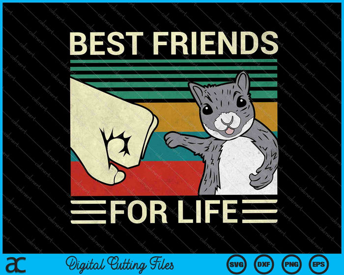 Retro Vintage Squirrel Best Friend For Life Fist Bump SVG PNG Cutting Printable Files