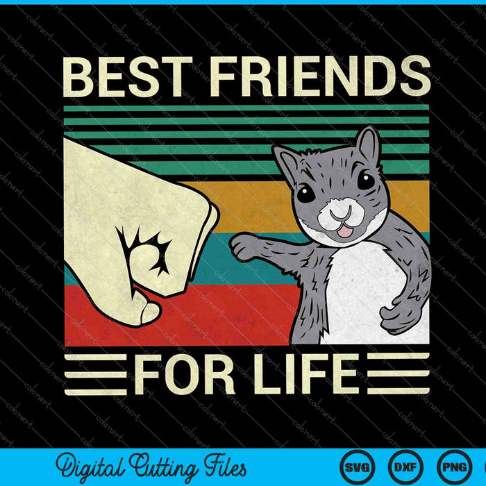 Retro Vintage Squirrel Best Friend For Life Fist Bump SVG PNG Cutting Printable Files