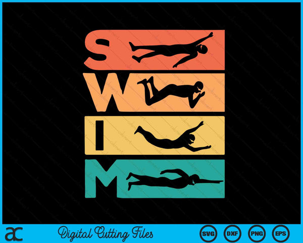 Retro vintage swimming for swimmers SVG cut file