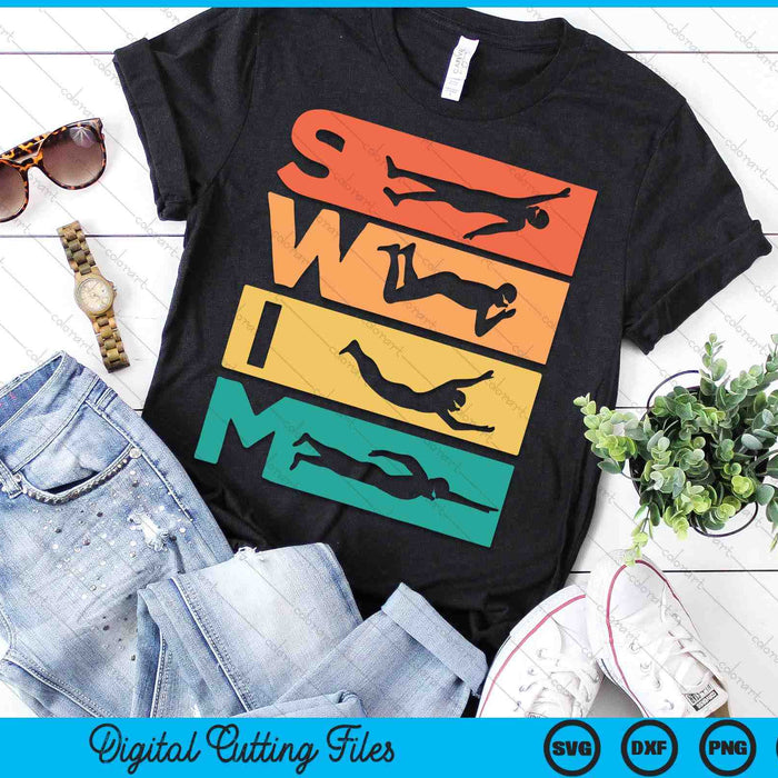 Retro Vintage Swimming Gift For Swimmers SVG PNG Digital Printable Files