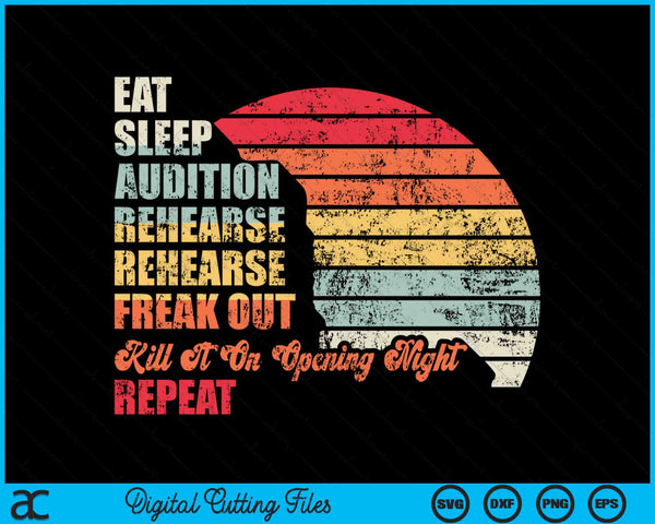 Retro Vintage Theater Geek Muzikale Leven Eet Slaap Theater SVG PNG Digitale Snijbestanden