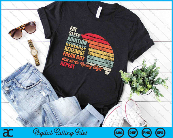 Retro Vintage Theater Geek Muzikale Leven Eet Slaap Theater SVG PNG Digitale Snijbestanden