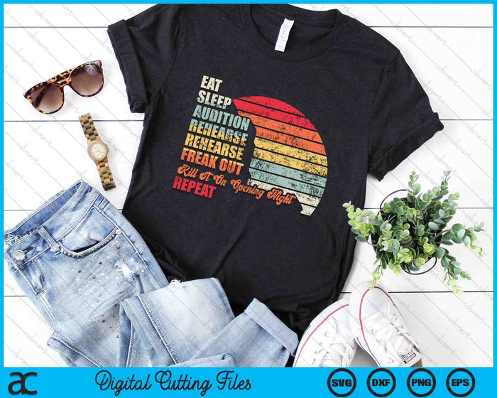 Retro Vintage Theater Geek Muzikale Leven Eet Slaap Theater SVG PNG Digitale Snijbestanden