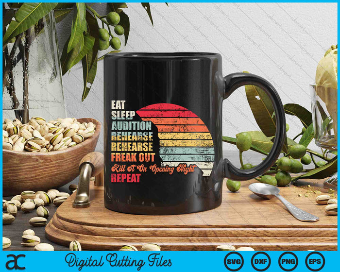 Retro Vintage Theater Geek Muzikale Leven Eet Slaap Theater SVG PNG Digitale Snijbestanden