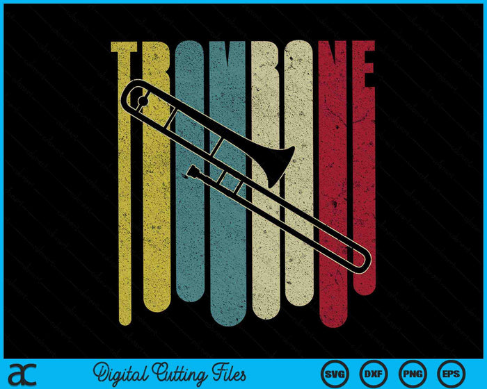 Retro Vintage Trombone Player Trombonist SVG PNG Digital Cutting Files