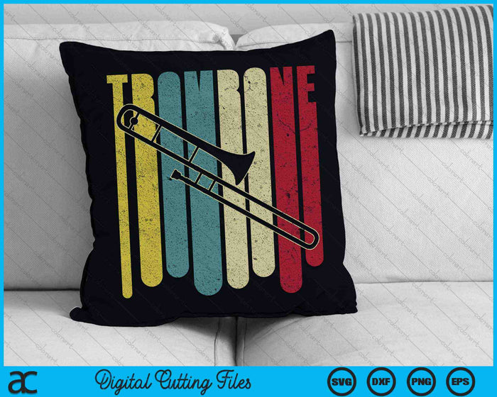 Retro Vintage Trombone Player Trombonist SVG PNG Digital Cutting Files