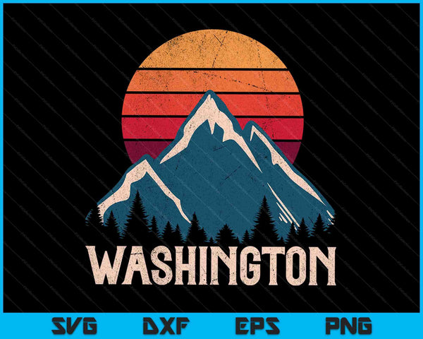 Retro Washington WN Mountains State Outdoor SVG PNG digitale snijbestanden