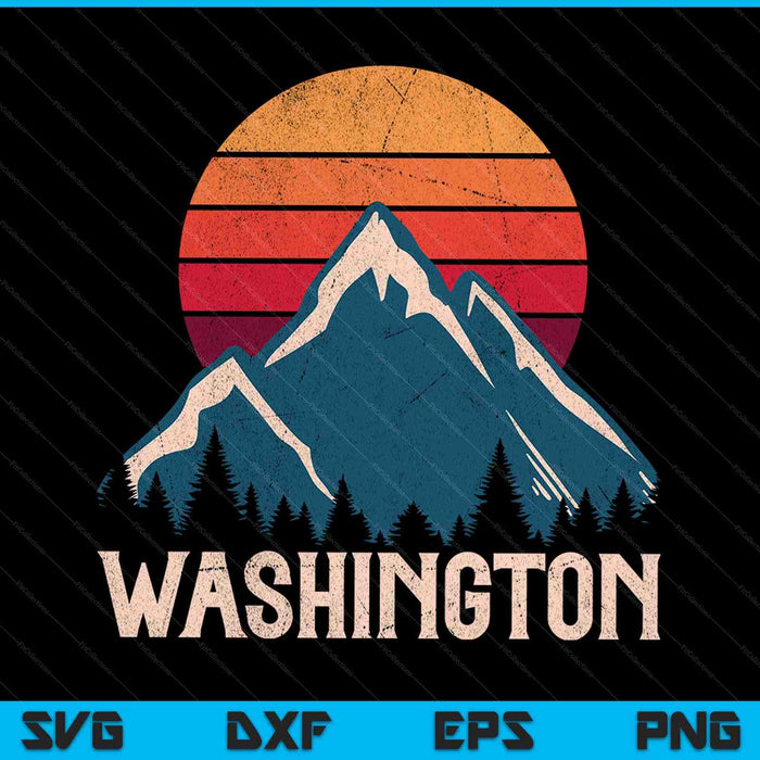 Retro Washington WN Mountains State Outdoor SVG PNG Digital Cutting Files