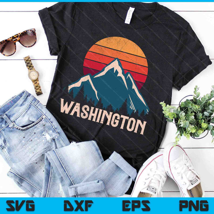 Retro Washington WN Mountains State Outdoor SVG PNG Digital Cutting Files