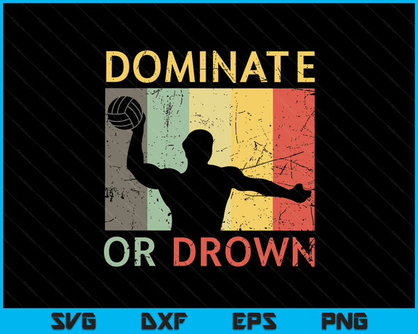 Retro Water Polo Player Vintage Water Polo SVG PNG Digital Printable Files