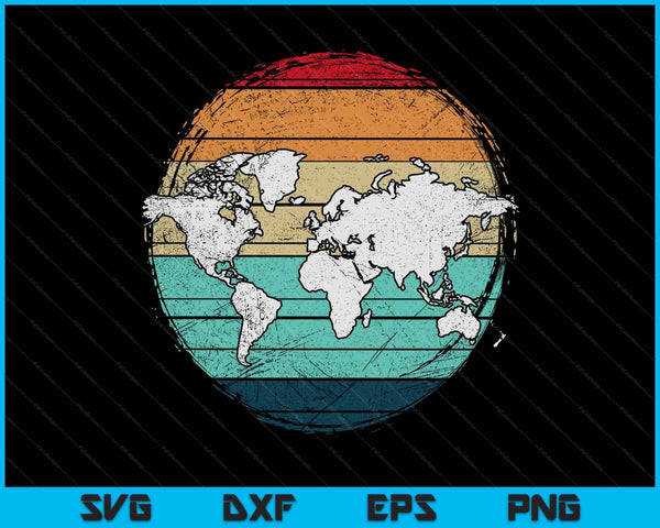 Retro world map SVG cut file