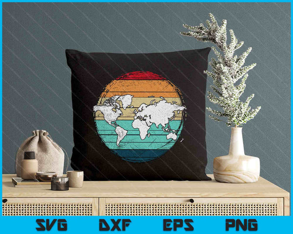 Retro World Map SVG PNG Digital Printable Files
